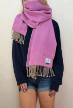 Begg&Co Scottish Luxury 100% Cashmere Reversible Scarf Pink Fringed Oversized — photo 3 of 14