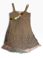 Chloe 100% silk slip flared strappy dress beige pink sheer embroidered — photo 12 of 13
