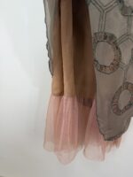 Chloe 100% silk slip flared strappy dress beige pink sheer embroidered — photo 13 of 13