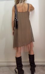 Chloe 100% silk slip flared strappy dress beige pink sheer embroidered — photo 3 of 13