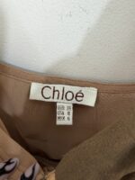 Chloe 100% silk slip flared strappy dress beige pink sheer embroidered — photo 5 of 13