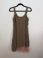 Chloe 100% silk slip flared strappy dress beige pink sheer embroidered — photo 8 of 13