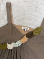Chloe 100% silk slip flared strappy dress beige pink sheer embroidered — photo 9 of 13