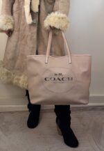 Coach Metro Horse & Carriage Large Tote Bag Beige Crossgrain Leather Shopper — photo 2 of 15