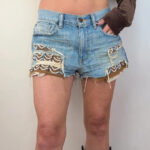 Denim & Supply Ralph Lauren Womens Mid 10”Rise Beaded Denim Shorts W28 UK 10