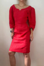 Droopy&Browns Angela Holmes Red Linen Dress
