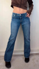 Express Women's Bootcut Jeans low 7.5”rise blue — photo 2 of 15