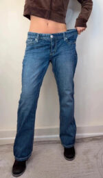 Express Women's Bootcut Jeans low 7.5”rise blue — photo 3 of 15