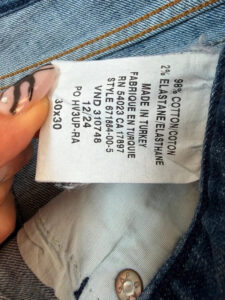 Label on a Gap piece, UK 10