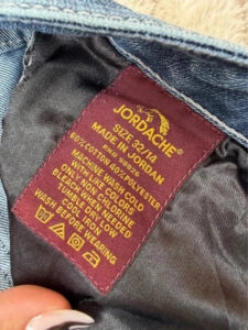 Label on a Jordache piece, UK 14
