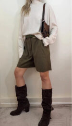 Lellgmode Women's 80s Wool Pleated Khaki Shorts — photo 2 of 15