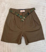 Lellgmode Women's 80s Wool Pleated Khaki Shorts — photo 4 of 15