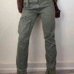 Miss Sixty Womens Low 9”Rise Cargo Military Trousers W26L31.5 UK 8-10 Khaki Knit