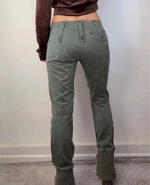 Miss Sixty Womens Low 9”Rise Cargo Military Trousers W26L31.5 UK 8-10 Khaki Knit