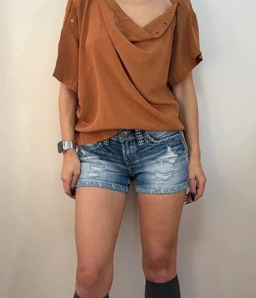 Gianfranco Ferré womens 100% silk draped top IT 40 UK 8-10 rust brown batwing
