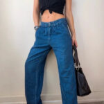 Vagabond womens wide leg jeans W30 L30 UK 8-10 blue pleated high rise 11.5”
