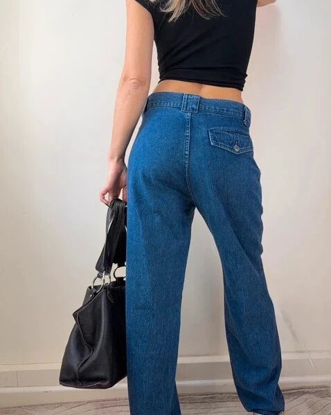 Vagabond womens wide leg jeans W30 L30 UK 8-10 blue pleated high rise 11.5”