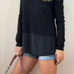 Needle womens black 100% cashmere silk draped relaxed scoop neck jumper UK 8-10