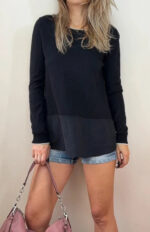 Needle womens black 100% cashmere silk draped relaxed scoop neck jumper — photo 2 of 11