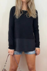 Needle womens black 100% cashmere silk draped relaxed scoop neck jumper — photo 3 of 11