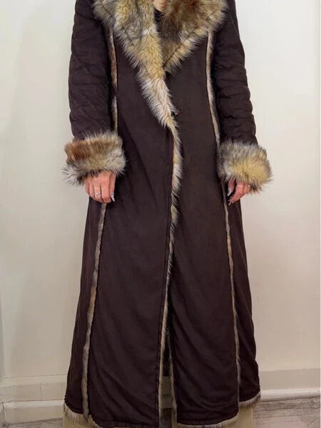 Women's Y2K Reversible Faux Fur Penny Lane Maxi Long Coat