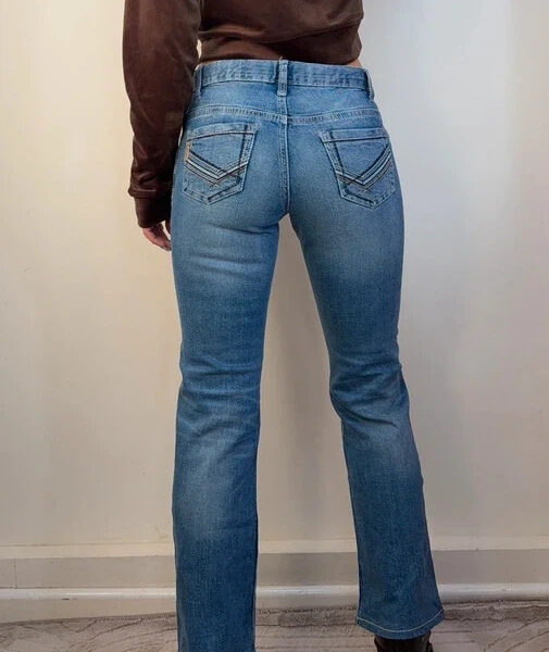 Cinch Womens Y2K Mid 9”Rise Bootcut Jeans W28L28 UK 8 Stitched Embroidery pocket