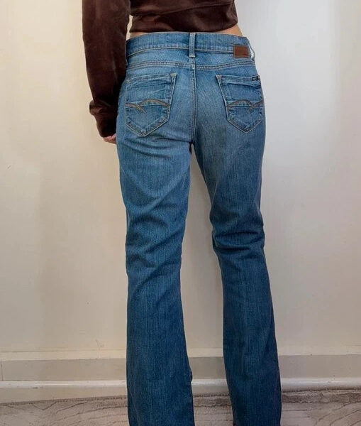 Mavi Womens Y2K Mid 9”Rise Bootcut Jeans W32L30 UK10 Stitched Embroidered Pocket