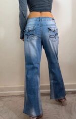 L.e.i. womens low rise 9” petite flare blue jeans
