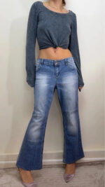 L.e.i. womens low rise 9” petite flare blue jeans — photo 2 of 15