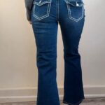 9th&Main womens low-mid rise 9” flare jeans petite W27 L28 UK 8-10 dark stitch