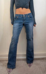 Angels womens ultra low rise 7” flare jeans — photo 3 of 15