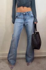 Hydraulic womens low rise 9” flare jeans