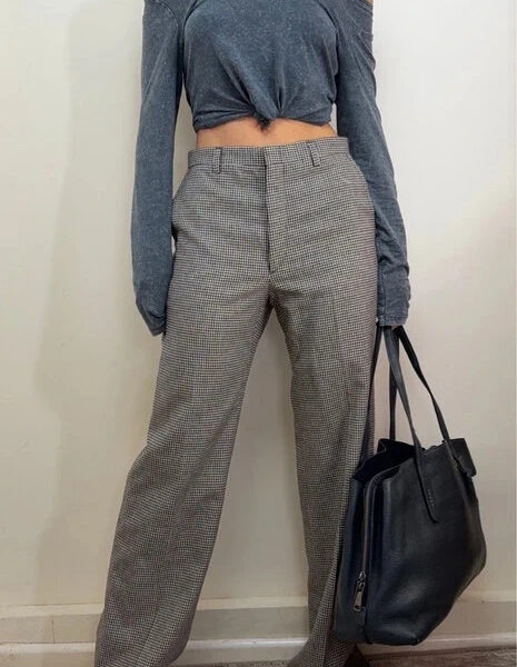 Devernois womens pure lambswool houndstooth wide leg trousers W28L35 UK8