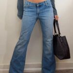 Vanity Womens Jeans Y2K Low 7.5”Rise Flared W30 L31 UK 12 Flap Pocket Stitch