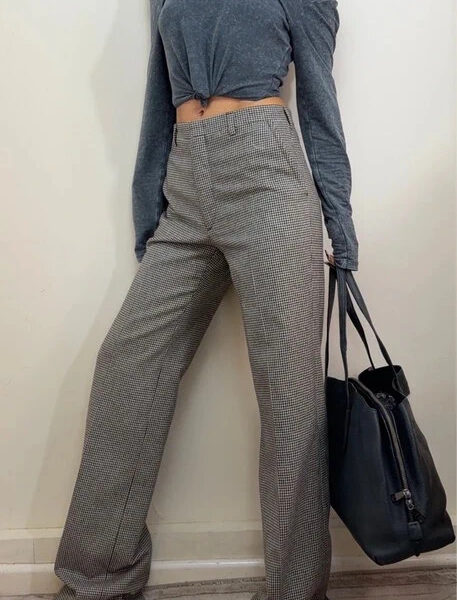 Devernois womens pure lambswool houndstooth wide leg trousers W28L35 UK8