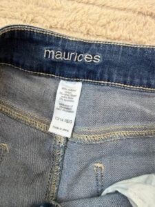 Label on a Maurices piece, UK 14, Y2K