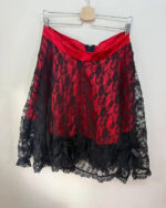 Phaze Gothic Lolita Red Satin Black Lace Midi Skirt — photo 5 of 15
