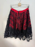 Phaze Gothic Lolita Red Satin Black Lace Midi Skirt — photo 6 of 15