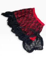 Phaze Gothic Lolita Red Satin Black Lace Midi Skirt — photo 7 of 15