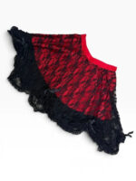 Phaze Gothic Lolita Red Satin Black Lace Midi Skirt — photo 8 of 15