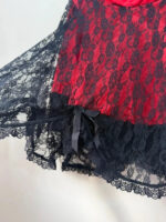 Phaze Gothic Lolita Red Satin Black Lace Midi Skirt — photo 9 of 15