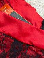 Phaze Gothic Lolita Red Satin Black Lace Midi Skirt — photo 12 of 15