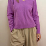 John Lewis Womens 100% Cashmere Lilac Pink V-Neck Jumper Sweater UK 8-10 Luxury