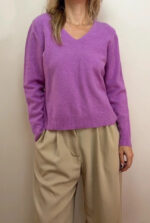 John Lewis Women's 100% Cashmere Lilac Pink V-Neck Jumper Sweater
