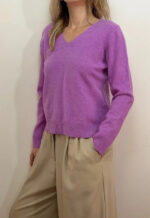John Lewis Women's 100% Cashmere Lilac Pink V-Neck Jumper Sweater — photo 2 of 12