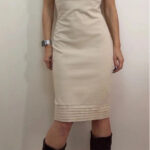 Diane von Furstenberg DVF Cream Bodycon Fitted Pencil Dress UK 10 Scoop Back