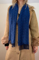 Land Rover 100% Scottish Cashmere Scarf Blue Navy Check Fringed Unisex Wrap — photo 2 of 9