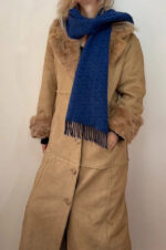 Land Rover 100% Scottish Cashmere Scarf Blue Navy Check Fringed Unisex Wrap — photo 3 of 9