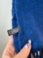 Land Rover 100% Scottish Cashmere Scarf Blue Navy Check Fringed Unisex Wrap — photo 5 of 9