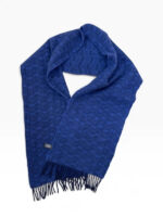 Land Rover 100% Scottish Cashmere Scarf Blue Navy Check Fringed Unisex Wrap — photo 7 of 9